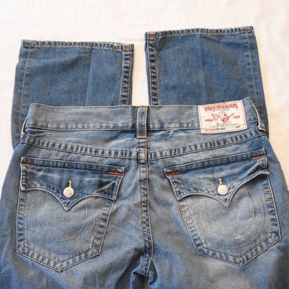 True Religion Other - TRUE RELIGION Mens 36 Straight WFLPS Old Multi Blue Denim Jeans Flap Pocket Y2K